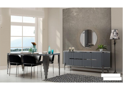 Dining room set luxury dining table chair group suite wood table sideboard set 6-piece.