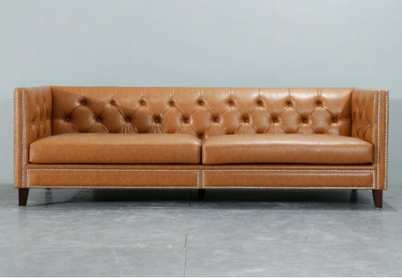 Sofa 4-seater Upholstered Sofa Modern Seat Polyester Design Couch Orange