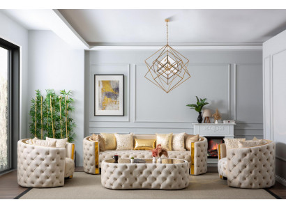Luxury Sofa Set 331 Seat Leather Chesterfield Sofa Armchair Brown Sofa Set 3-piece