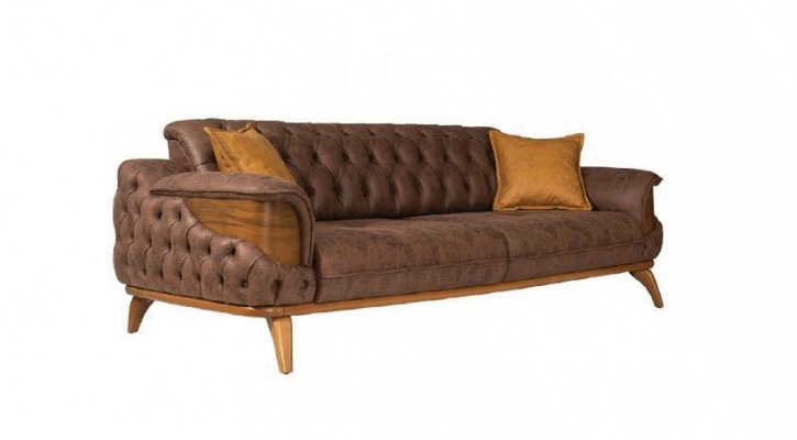 Luxury Sofa Set 331 Seat Leather Chesterfield Sofa Armchair Brown Sofa Set 3-piece