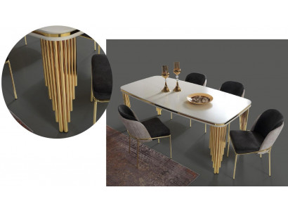 Dining set luxury dining table 4x chairs dining group table stainless steel complete set 5 pieces.