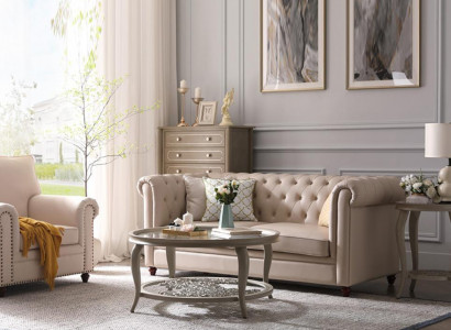 Chesterfield Sofa Set 321 Living Room Landscape Seating Design Couch Sofas Leather Sofa