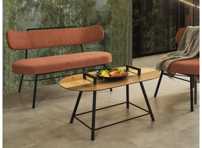 Bench living room upholstered seating furniture fabric textile coffee table