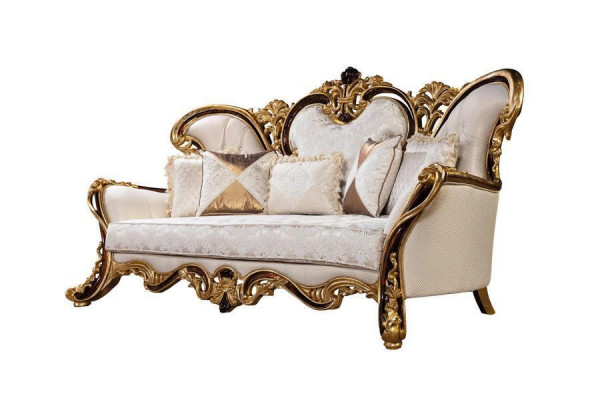 Sofa Set 3+1 Seater Gold Coffee Table Classic Living Room Set 3-piece.