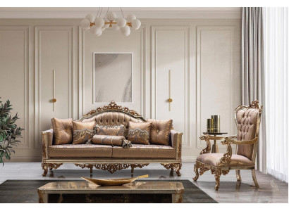 Sofa Set 3+1 Seater Gold Coffee Table Sofa Suite Living Room Luxury New