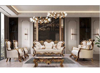 Luxury Sofa Set Baroque Rococo Sofa Set 3+3+1+1 Coffee Table