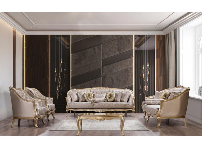 Sofa set classical furniture sofa set coffee table armchair couch 5-piece Chesterfield