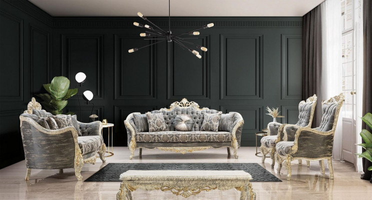 Classic Chesterfield Baroque Sofa Living Room Furniture Complete Set 5pcs