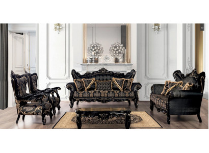 Sofa Set 3+3+1+1 Seater Coffee Table Living Room Luxury Black Sofa Suite New