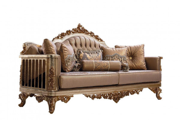 Sofa 3-seater living room couch textile luxury classic design three-seater