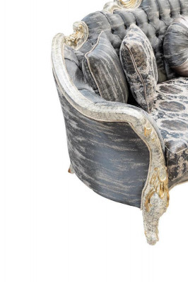 Baroque Sofa 3-Seater Gray Living Room Classic Design Sofa Couch Textile