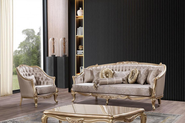 Baroque Sofa 3 Seat Living Room Classic Design Textile Sofa Luxury New