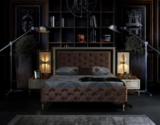 Elegant bedroom set in luxurious design with magnificent patterns