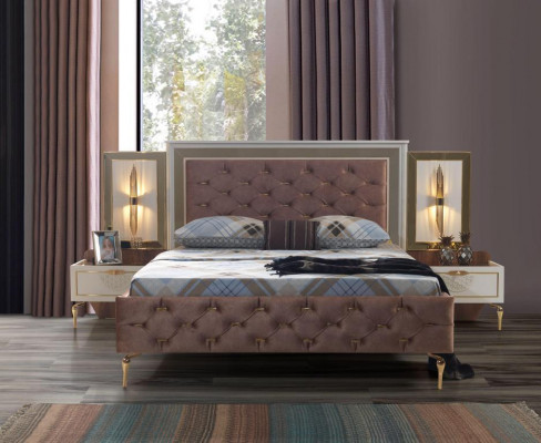 Elegant bedroom set in luxurious design with magnificent patterns