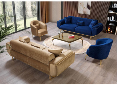 Luxury Sofa Set 3311 Couch Upholstered Furniture Three-Seater Set Textile 4-Piece