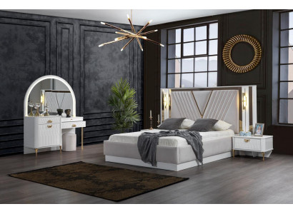 Bedroom set bed 2x nightstand 4-piece design modern luxury complete
