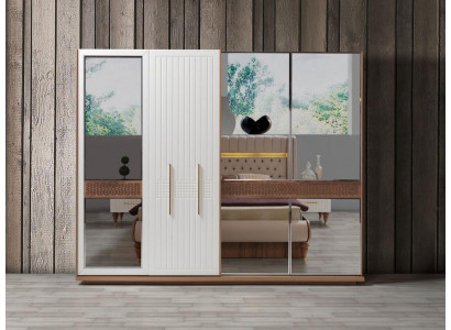 Bedroom luxury wardrobe wood with glass design modern new