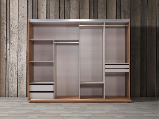 Bedroom luxury wardrobe wood with glass design modern new