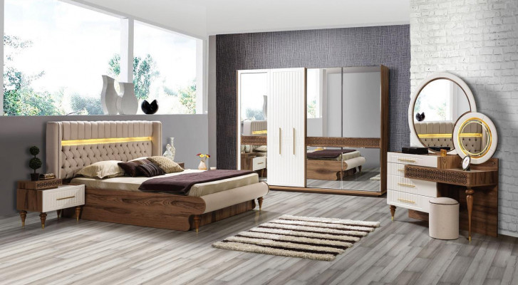Bedroom luxury wardrobe wood with glass design modern new