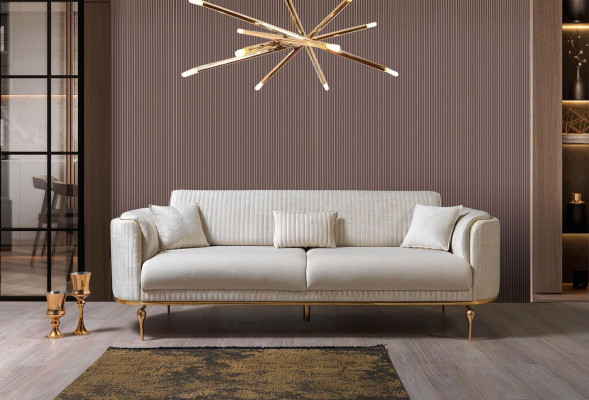 3-seater sofa designer sofa couch upholstered sofas textile white modern three-seater