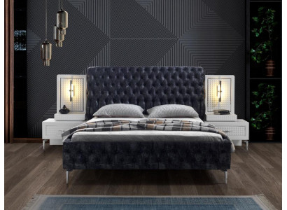Bedroom bed Chesterfield upholstery design luxury double beds black