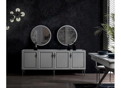 Gray sideboard cabinet shelf cabinets furniture mirror dressers 3-piece set
