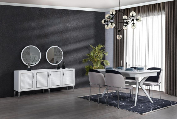 Gray sideboard cabinet shelf cabinets furniture mirror dressers 3-piece set