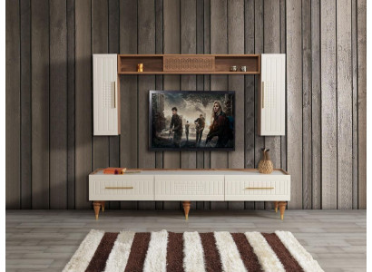 Living room wall modern style luxurious furniture wall units 3-piece shelf