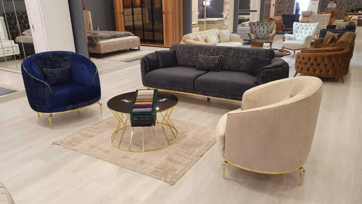 Living room armchair upholstery single-seater sofas modern textile new blue luxury