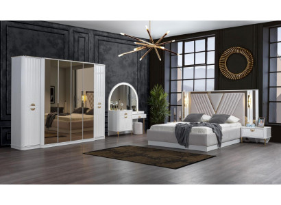 Bedroom set bed 2x nightstands wardrobe 5-piece modern new