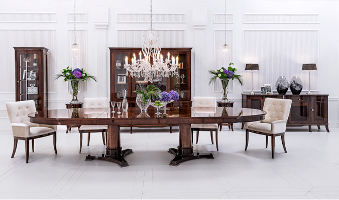 Classic high-gloss antique-style baroque table with 4 chairs chair set ensemble