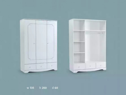 Wardrobe Closet Furniture Bedroom Cabinets Wood White Loft Interior