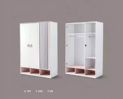 Wardrobe White Wood Cabinets Children's Room Furniture Design Interior