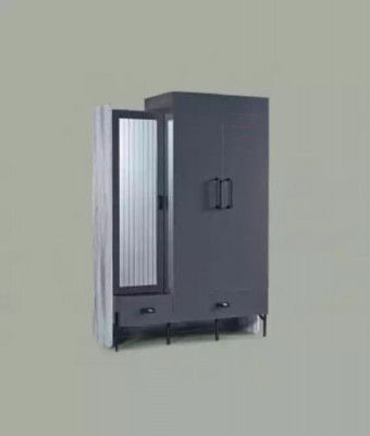 Wardrobe Gray Closet Cabinets Bedroom Wood Furniture 134cm
