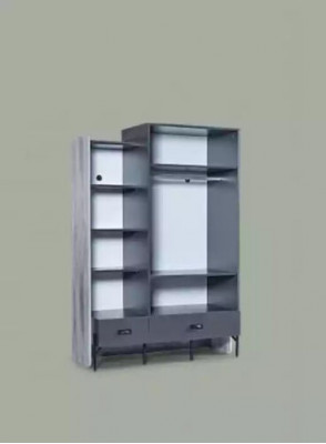 Wardrobe Gray Closet Cabinets Bedroom Wood Furniture 134cm