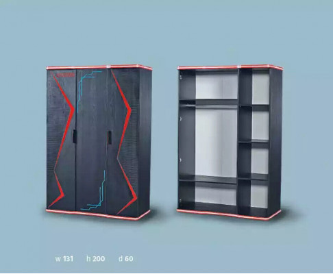 Black wardrobe closet furniture cabinets children's room wood 131x60x200