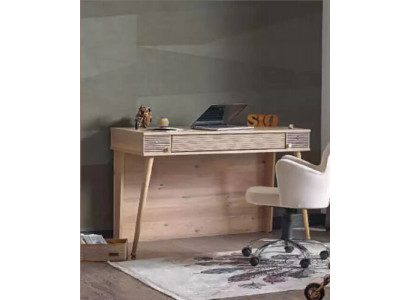 Modern table, desk, brown children's desk in the children's room.