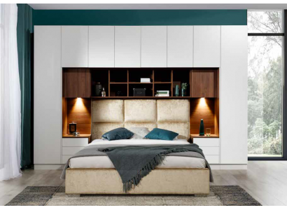 Bedroom design with comfortable beds and elegant closets.