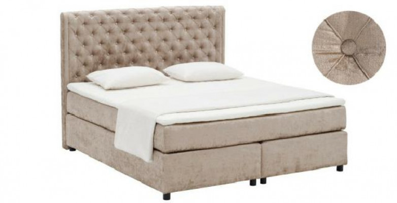 Continental Box Spring High Double Bed Beds Upholstered Leather Textile Bed New
