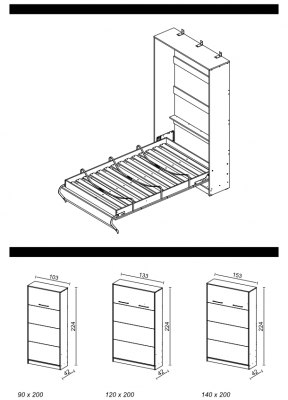 Folding Bed Cabinet Wardrobe Bed Dressers Foldable Shutter New Product