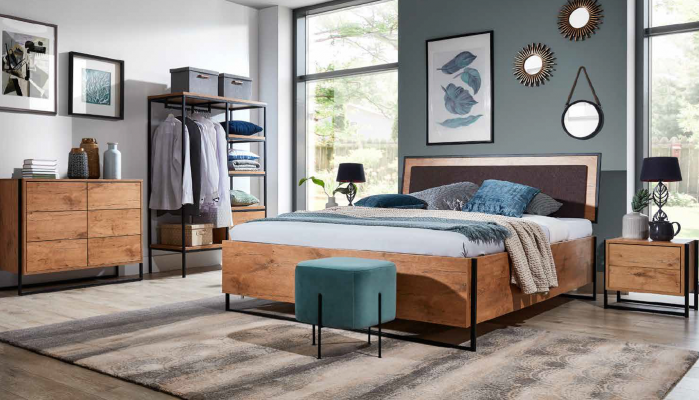Wood designer bed bedroom beds textile leather hotel luxury upholstery