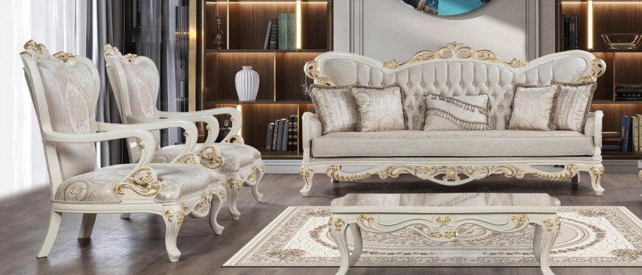 Sofa set 3+1+1 seats polyester sofas armchair luxury classic baroque set