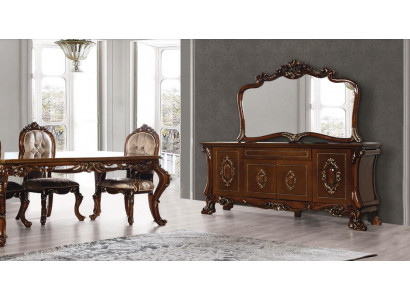 Set of dresser with mirror group suite dressers wood luxury style baroque 2-piece set.