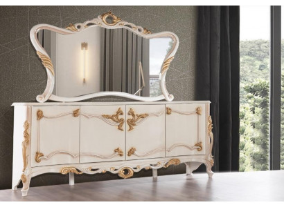 Sideboard with Mirror Set Dining Baroque Wooden Dressers Wooden Cabinet New