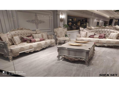 Sofa Set Baroque Rococo Furniture Living Room Seating Suite Upholstered 4 pcs. New