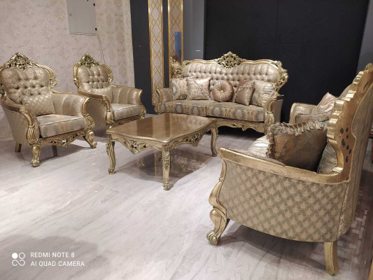 French sofa set upholstery furniture 5-piece couch set sofa table