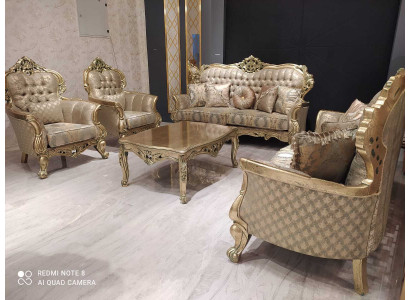 French sofa set upholstery furniture 5-piece couch set sofa table