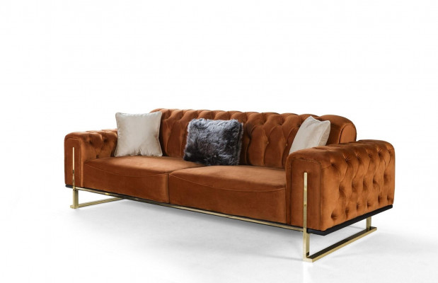 Designer Chesterfield 3-piece set 2x 3-seater sofa armchair modern three-seater