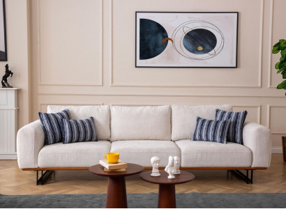 Designer 4-seater sofa, modern furniture, white color in style living room