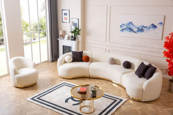 Designer living room set modern sofa suite round sofa + 1-seater 2-piece set